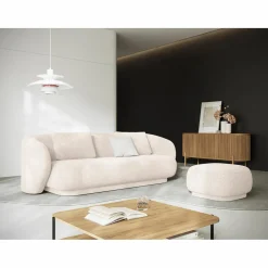 Canapé Linden 3 Chenille Places beige clair - 204x102x72 cm