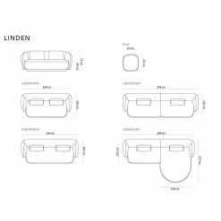 Canapé Linden Chenille 4 Places argenté chiné - 304x102x72 cm