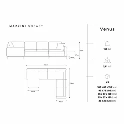 Canapé Panoramique droit Venus 6 Places beige - 326x236x90 cm