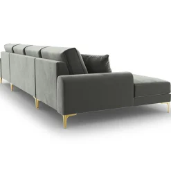 Canapé Panoramique Velvet 6 places Madara gris - 334x182x90 cm