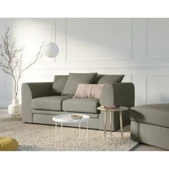 Canapé Quince Velours côtelé 2 Places gris clair - 150x92x80 cm