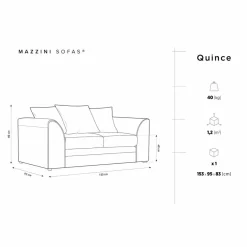 Canapé Quince Velours côtelé 2 Places gris clair - 150x92x80 cm