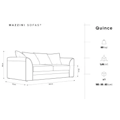 Canapé Quince Velours côtelé 3 Places gris clair - 182x92x80 cm