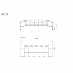 Canapé Velours Aster 3 Places ivoire - 214x102x75 cm