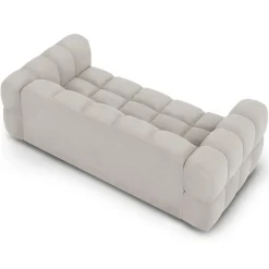 Canapé Velours Aster 3 Places ivoire - 214x102x75 cm