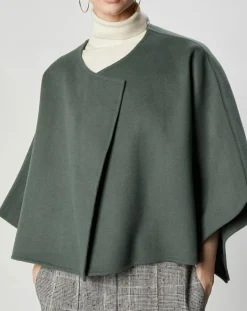 Cape 100% Laine Lou verte