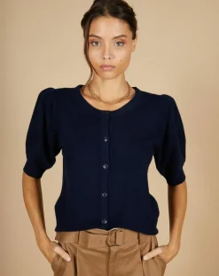 Cardigan 100% Cachemire Claire manches ballon nuit