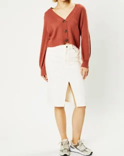 Cardigan 100% Cachemire Dimitri col V vieux rose