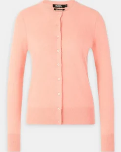Cardigan 100% Cachemire Yacao col rond rose saumon