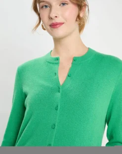 Cardigan 100% Cachemire Zacao vert emeraude