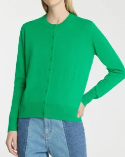 Cardigan 100% Cachemire Zacao vert emeraude