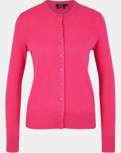 Cardigan 100% Cachemire Zacao col rond rose
