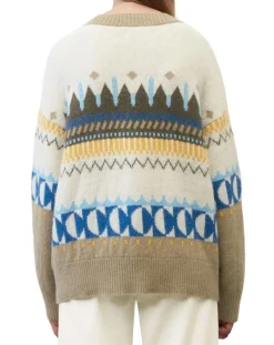 Cardigan en Alpaga, Laine & Cachemire mélangés jacquard graphique multicolore