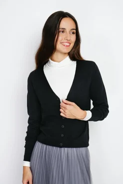 Cardigan en Cachemire mélangé col V noir