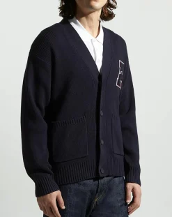 Cardigan en Coton & Laine Fardi varsity bleu marine