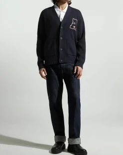 Cardigan en Coton & Laine Fardi varsity bleu marine