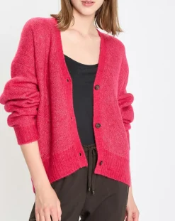 Cardigan en Laine & Alpaga mélangés framboise