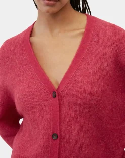 Cardigan en Laine & Alpaga mélangés framboise