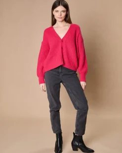 Cardigan en Laine & Cachemire mélangés Noémie rose vif