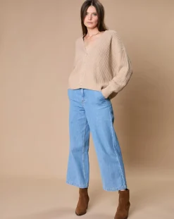 Cardigan en Laine & Cachemire mélangés Noémie beige chiné