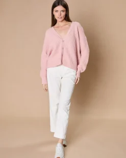 Cardigan en Laine & Cachemire mélangés Noémie vieux rose
