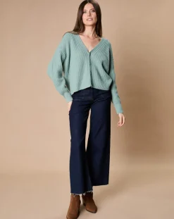 Cardigan en Laine & Cachemire mélangés Noémie sauge