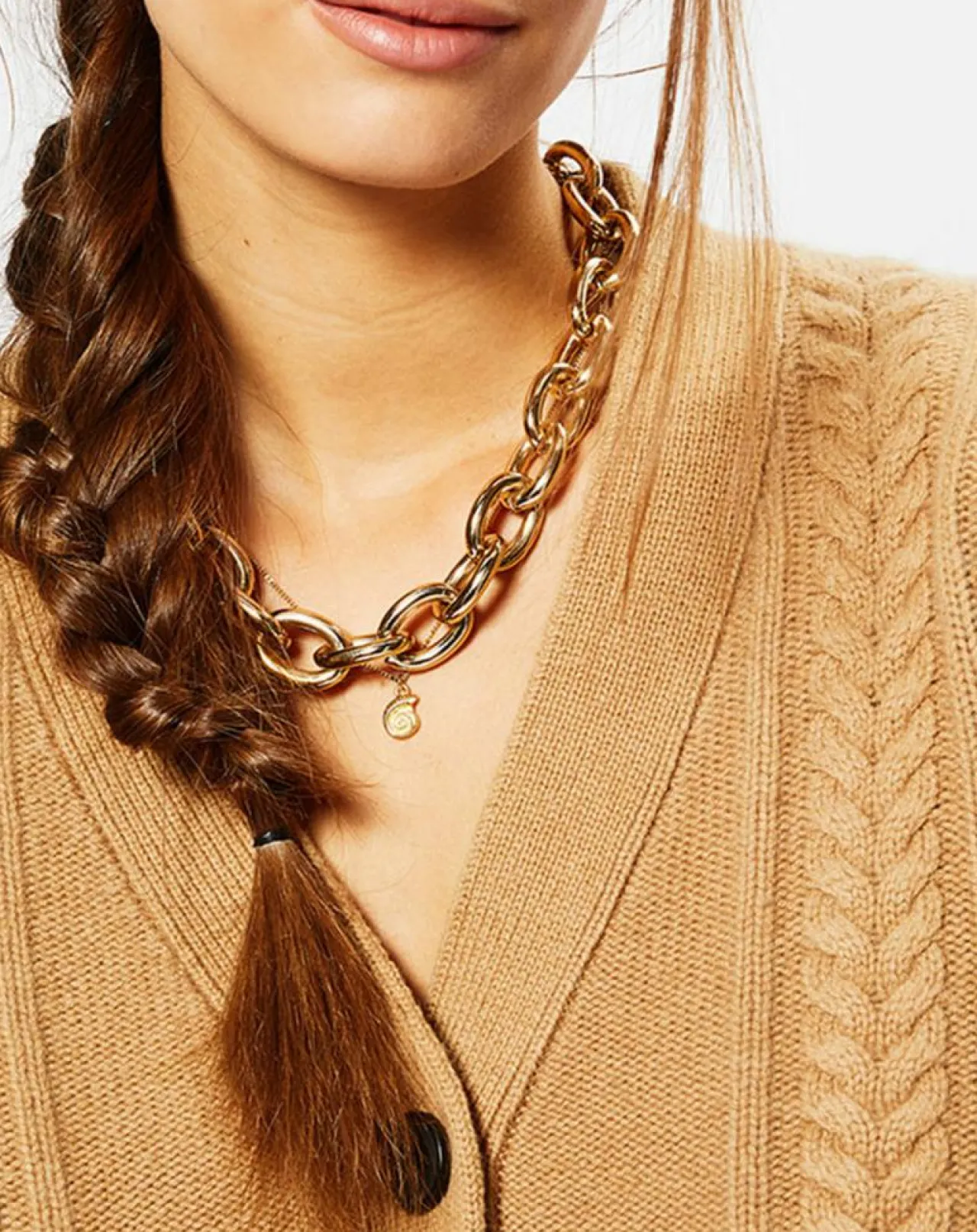 Cardigan en Laine & Cachemire Fabiola T col V beige