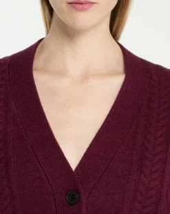Cardigan en Laine & Cachemire Fabiola T col V bordeaux