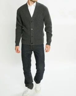 Cardigan en Laine & Cachemire Potecard Gulet Boxy gris foncé