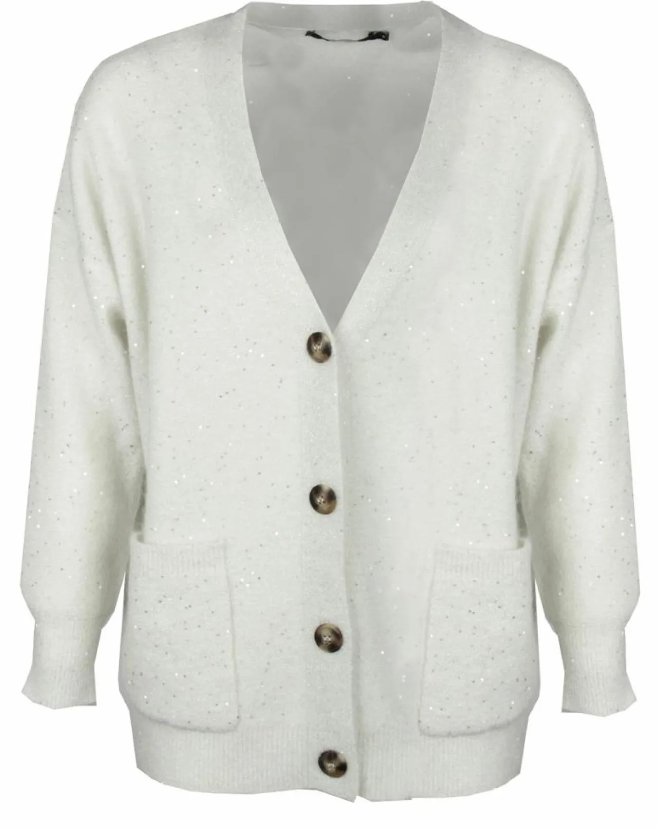 Cardigan en Laine & Mohair mélangés Basal à sequins blanc perle