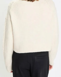 Cardigan en Laine mélangée à torsades écru