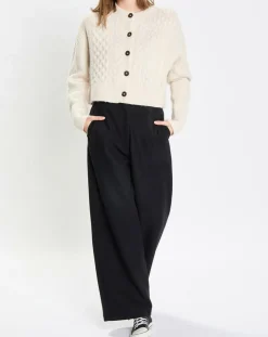 Cardigan en Laine mélangée à torsades écru