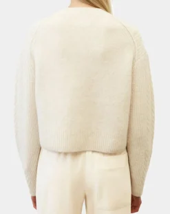 Cardigan en Laine mélangée à torsades écru