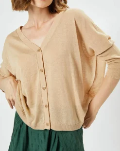 Cardigan en Lin & Coton Letrope latte