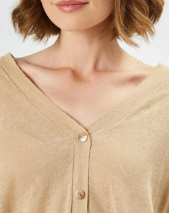 Cardigan en Lin & Coton Letrope latte