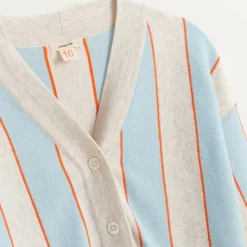 Cardigan en Maille de Coton Gemyr rayé gris/bleu