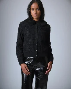 Cardigan Maille Dentelle noir