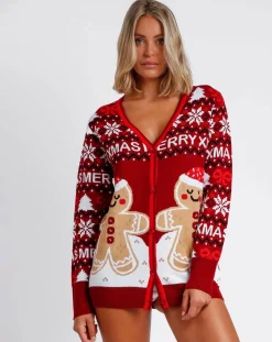 Cardigan Noël rouge
