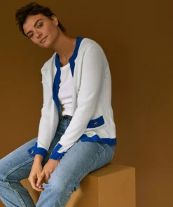 Cardigan Octavie, contraste blanc