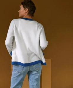 Cardigan Octavie, contraste blanc