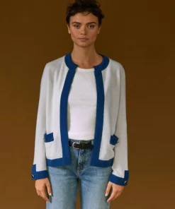 Cardigan Octavie, contraste blanc