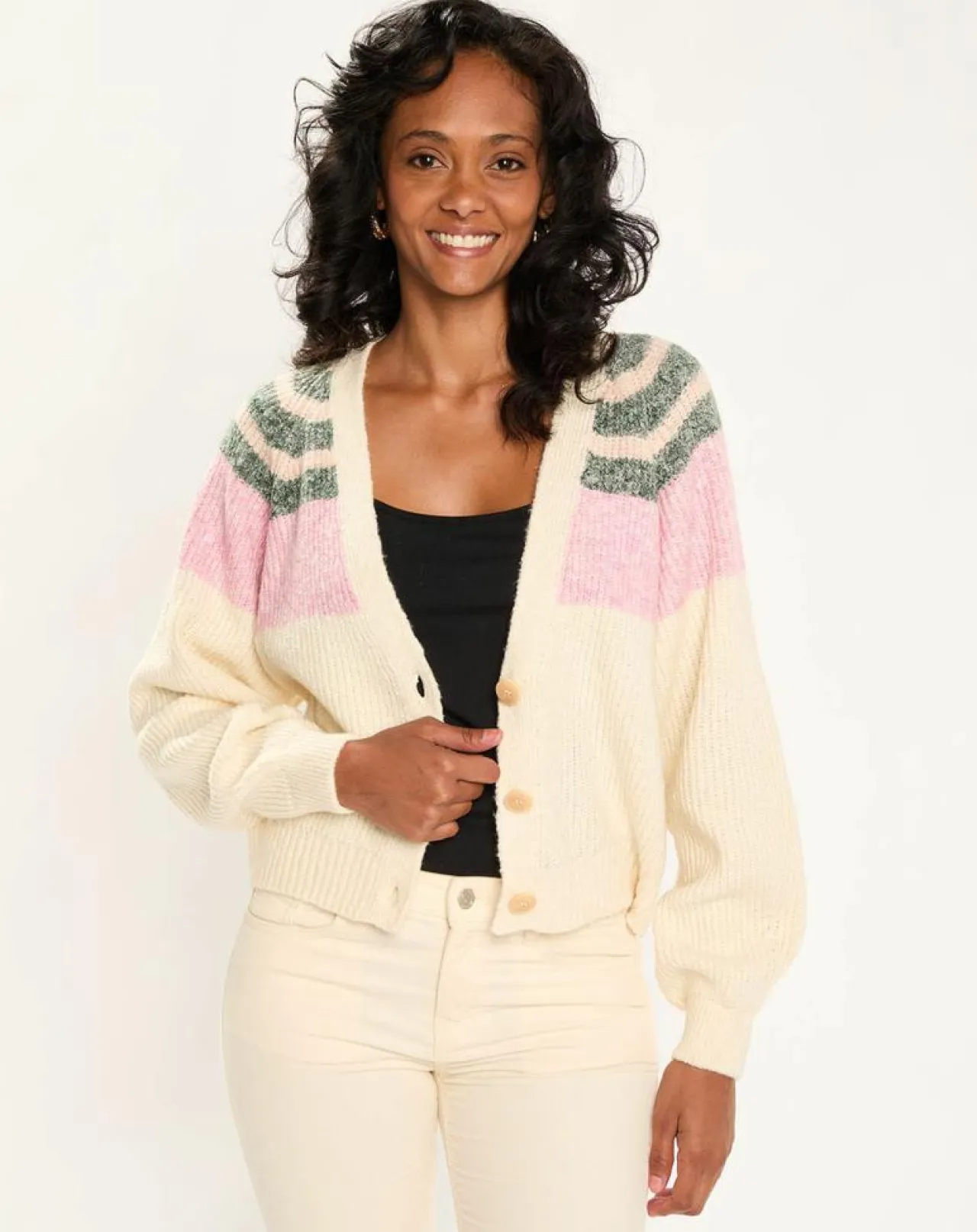 Cardigan rayé multicolore