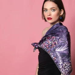 Carré 100% Soie Idylle lilas - 105x105 cm