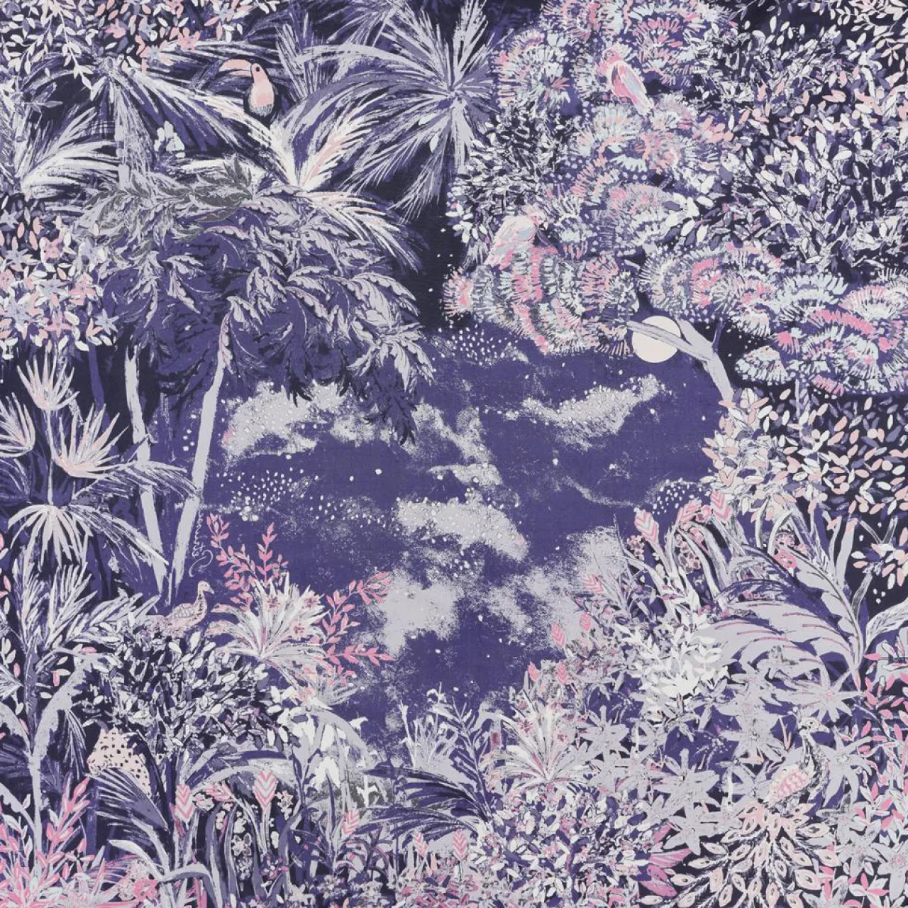 Carré 100% Soie Idylle lilas - 105x105 cm