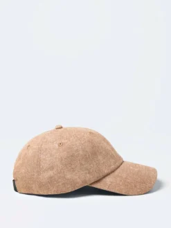 Casquette baseball chinée en coton noisette