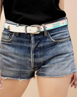 Ceinture en Cuir Dinka blanche