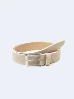 Ceinture en cuir embossé beige