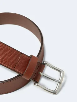 Ceinture en cuir grainé marron
