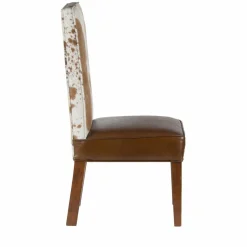 Chaise à haut dossier en peau de vache Acacia Savage Naturel - 46x50x109 cm