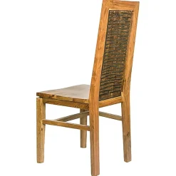 Chaise bois sculpté bicolore acacia maya brun/miel - 45x43x103 cm